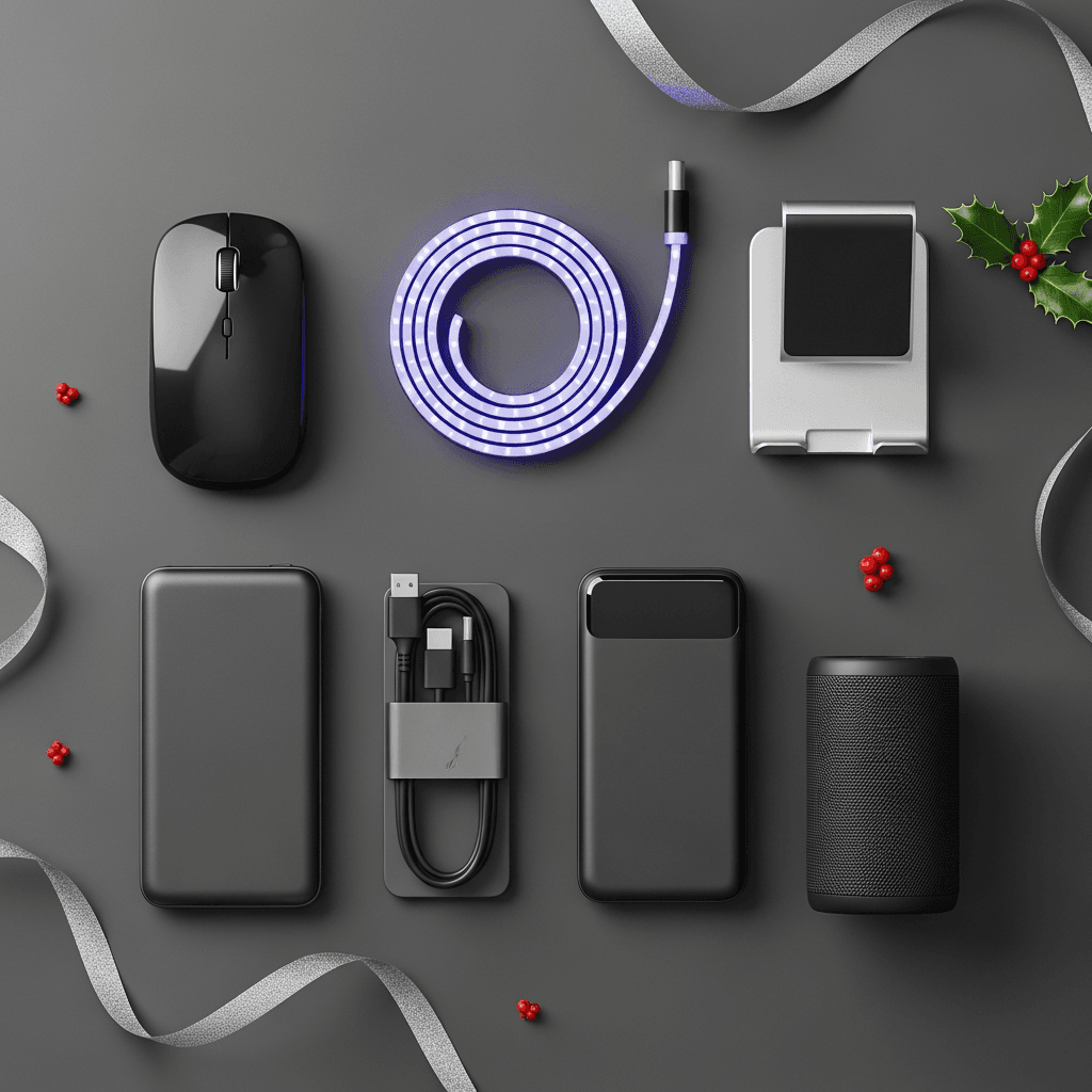 Affordable tech gadgets arranged on a desk